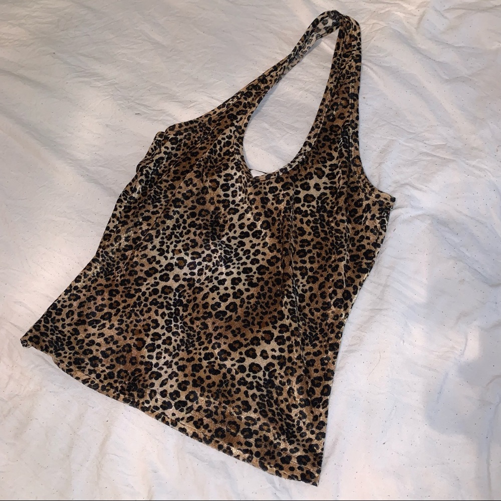 Leopard print sexy halter top